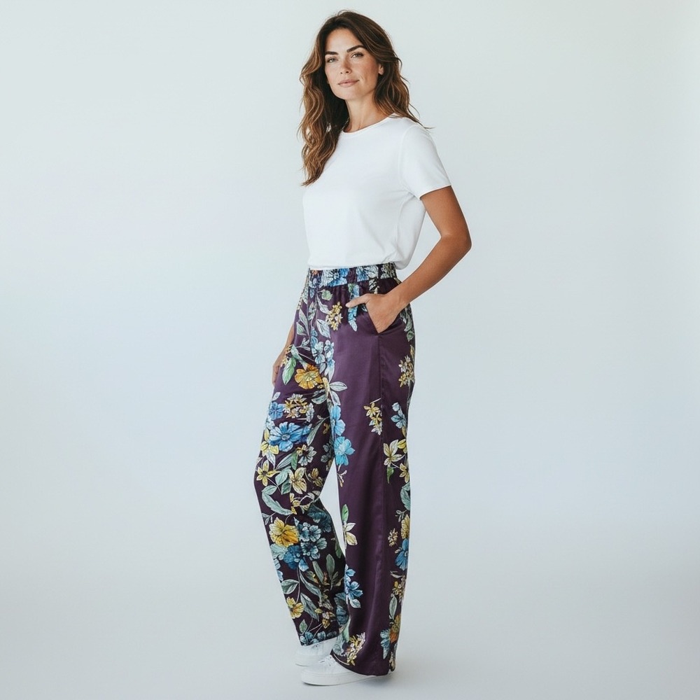 Johnny Was β Lexi Stella Pants Silk Floral Elastic Waist Pants C61522A-9 XS